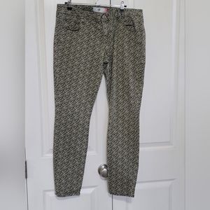 Cabi Ditsy Tan Yellow Floral Hi Rise Slim Skinny Jeans Sz 8